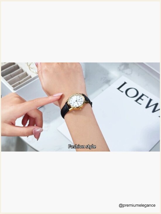 Vintage Leather Watch with Day Date - Minimalist Waterproof Quartz Wrist Watch